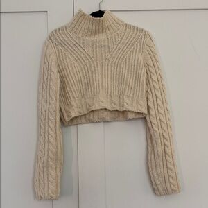 & OTHER STORIES cropped cable knit turtle neck sweater